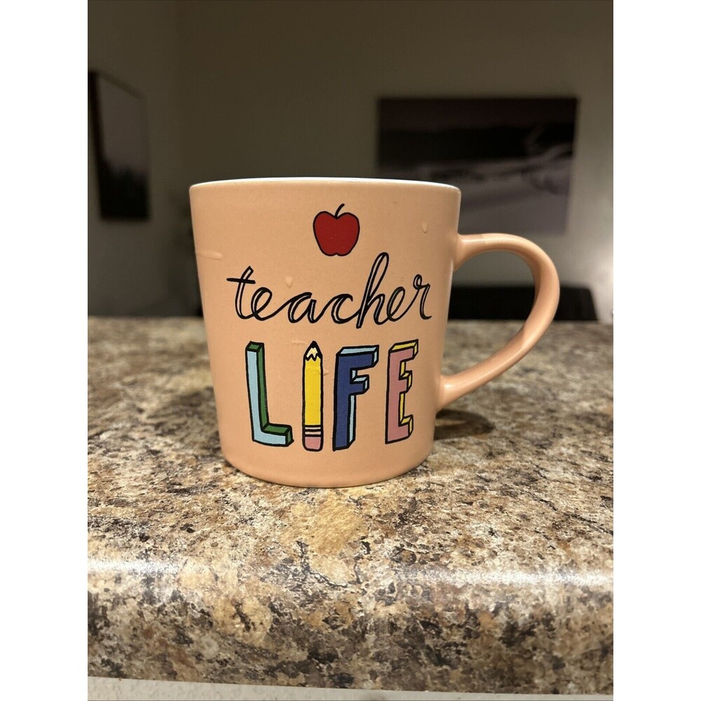 About Face Designs Teacher Life 121755 Peach 18oz Coffee Mug Cup